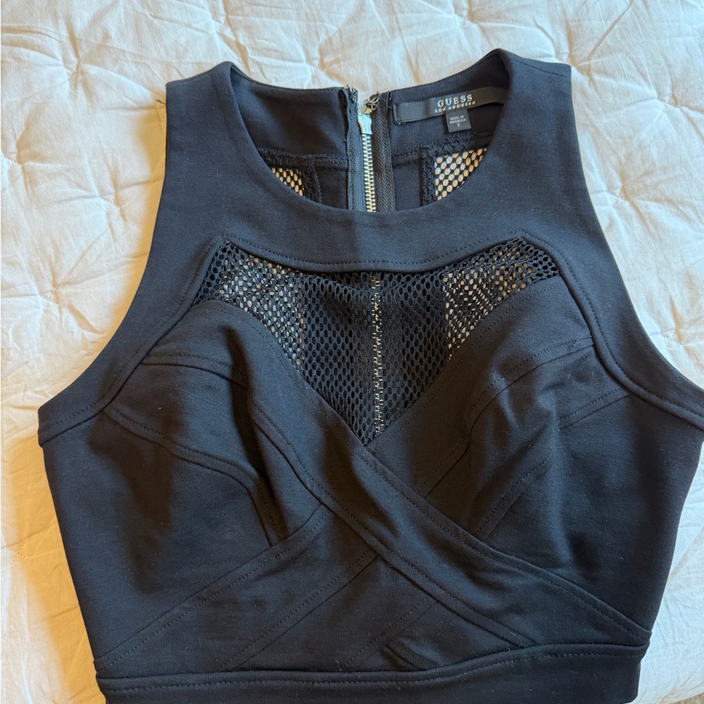Guess Black Mesh Detail Top